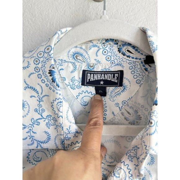 Panhandle Shirt Men's XL Button Up Long‎ Sleeve Paisley Print Pearl Snap Western - Picture 5 of 14